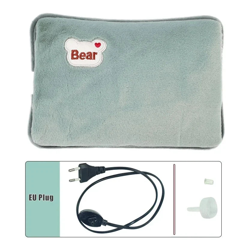 Warmissa | Bolsa de agua caliente eléctrica de 27 × 17 cm con apagado automático y funda de felpa