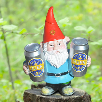 Garden Gnome Figurine | Drunken Gnome with Beer | Funny Decoration | Resin