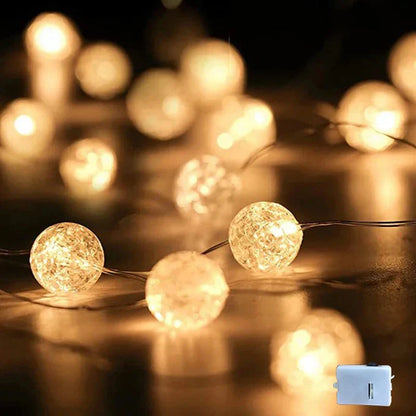 Kristalo | LED Lichterkette mit Kugeln in Kristalloptik, batteriebetrieben, 1 bis 3 m