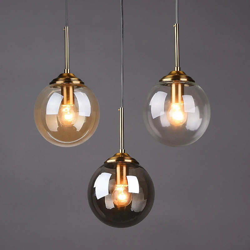 Solvyn Era | Lampada a sospensione LED in vetro con accento metallico per camera da letto e zona pranzo