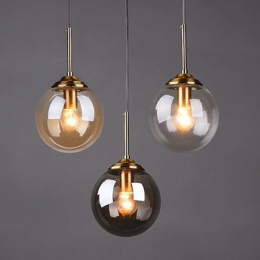 Solvyn Era | Lampada a sospensione LED in vetro con accento metallico per camera da letto e zona pranzo