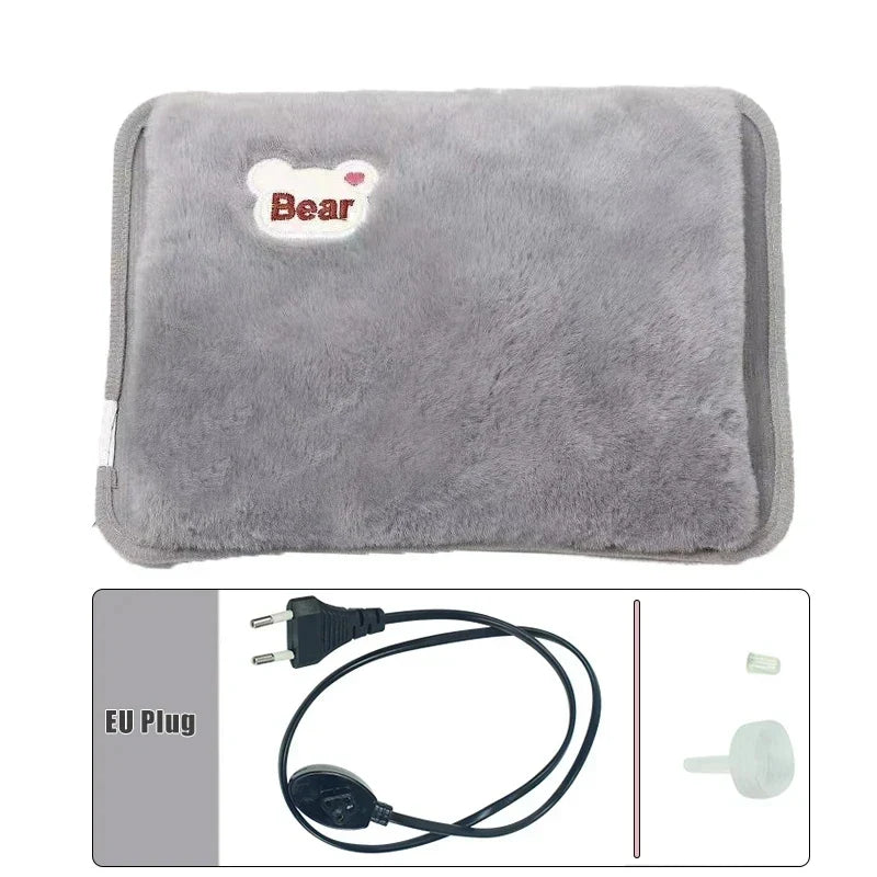 Warmissa | Bolsa de agua caliente eléctrica de 27 × 17 cm con apagado automático y funda de felpa