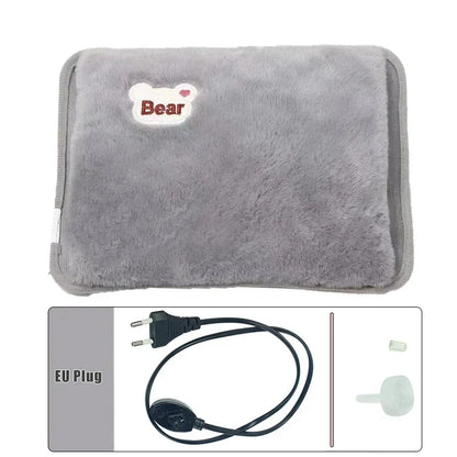 Warmissa | Bolsa de agua caliente eléctrica de 27 × 17 cm con apagado automático y funda de felpa