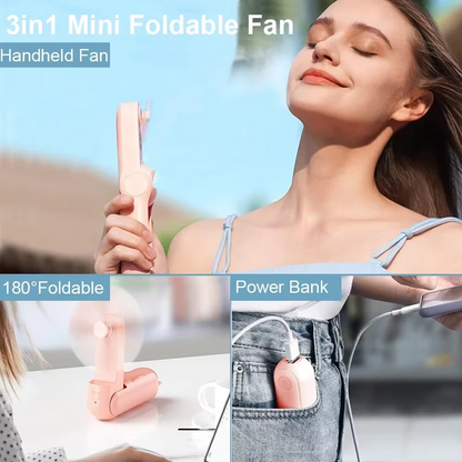 Hand fan with USB-C & power bank | Foldable mini fan with 4500 mAh battery for on the go | AirBuddy
