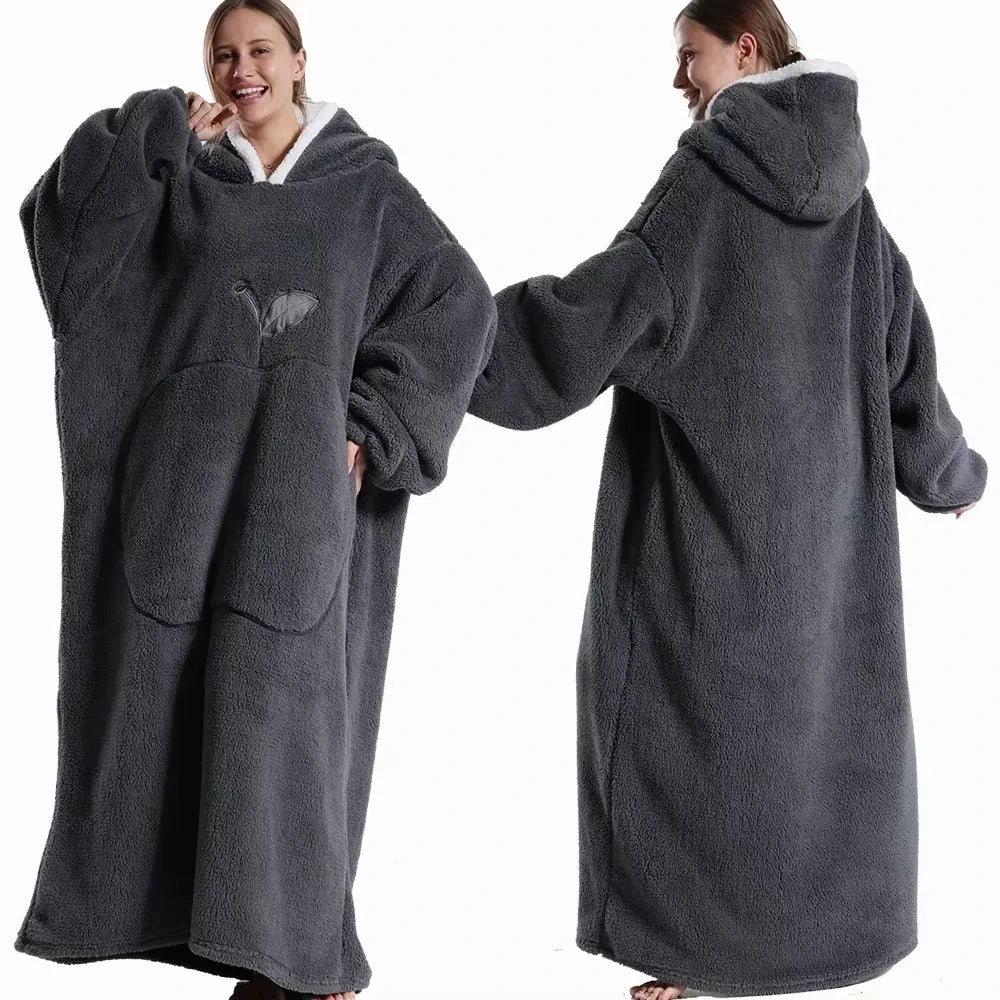 Hoodara | Oversized Sherpa Hoodie Blanket with Sleeves and Pocket