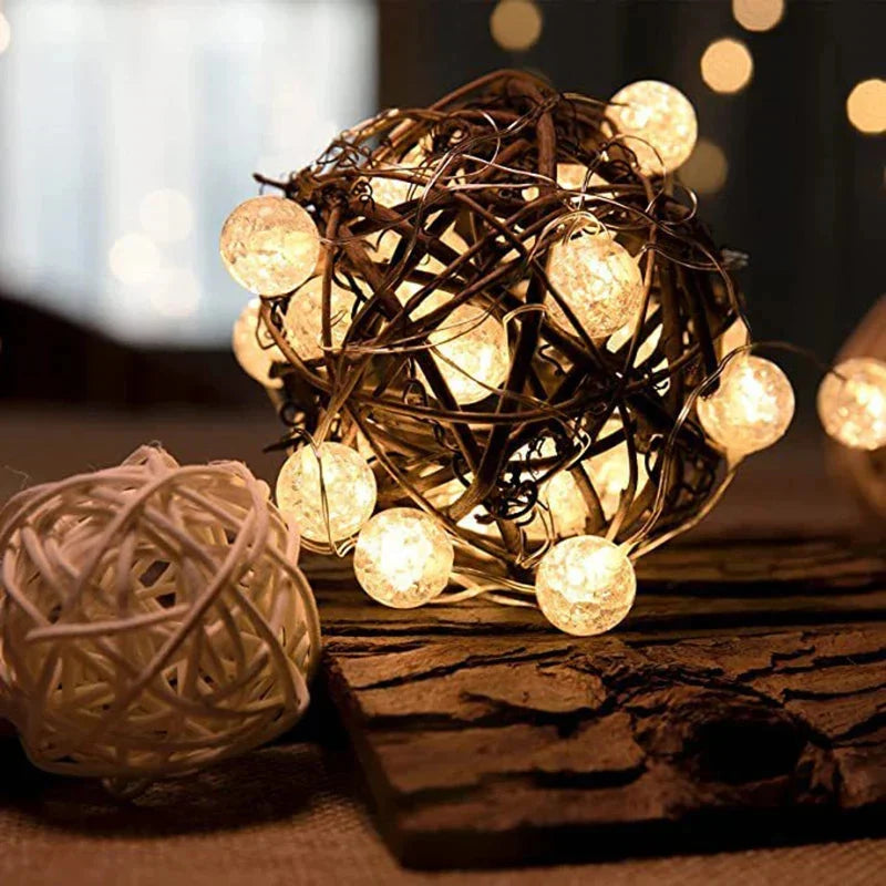 Kristalo | LED Lichterkette mit Kugeln in Kristalloptik, batteriebetrieben, 1 bis 3 m