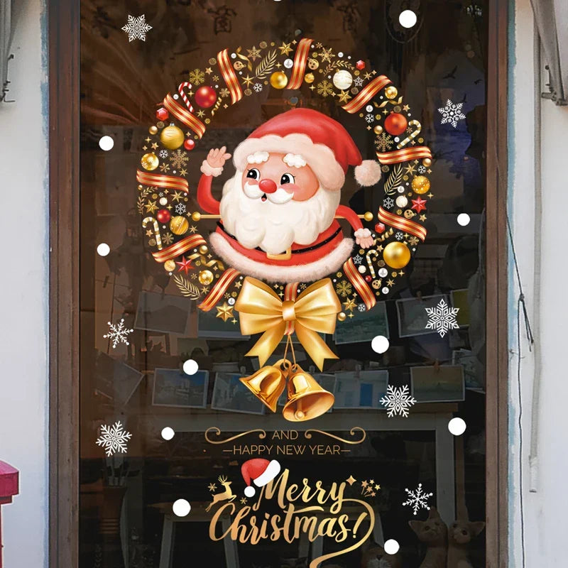 Frostella | Décoration de fenêtre de Noël avec Père Noël, rennes et sapin