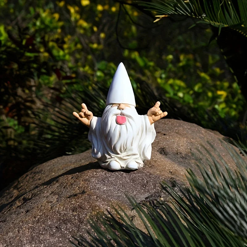 Trollvig Rocka | Scultura gnomo da giardino con chitarra elettrica in resina resistente alle intemperie