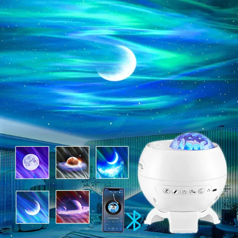 Aurivo | Sternenhimmel Projektor mit Polarlicht, Bluetooth-Lautsprecher und Timer