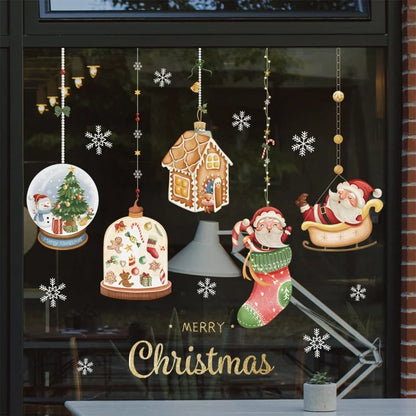 Frostella | Décoration de fenêtre de Noël avec Père Noël, rennes et sapin