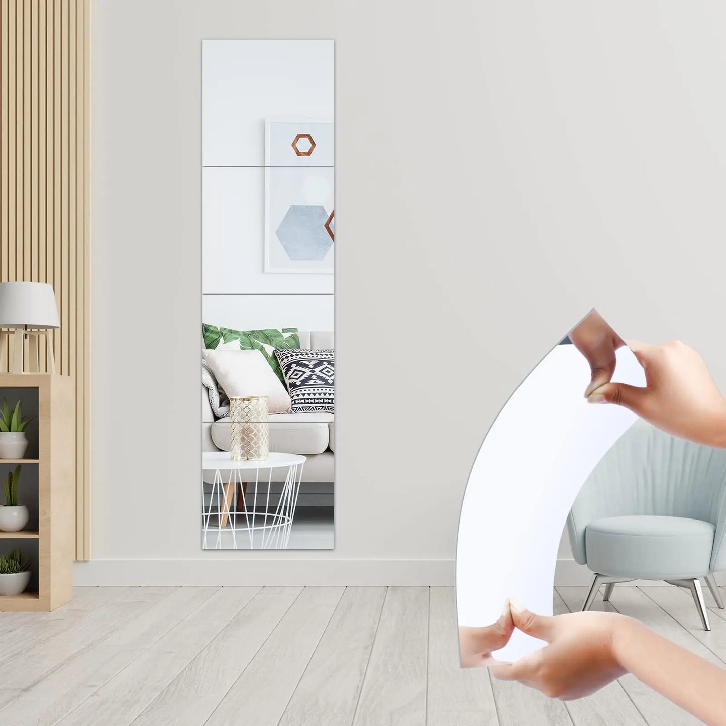 Reflekta Set | 4 Flexible Acrylic Mirror Stickers with 3D Effect (2 mm Thickness)