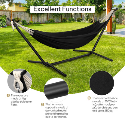 Lunava Rest | Amaca doppia portatile con struttura in acciaio per giardino e campeggio