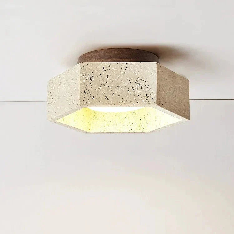 Albora – Lampada da soffitto LED Wabi Sabi in pietra naturale travertino