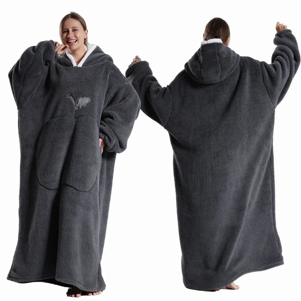 Hoodara | Oversized Sherpa Hoodie Blanket with Sleeves and Pocket