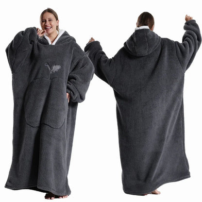 Hoodara | Oversized Sherpa Hoodie Blanket with Sleeves and Pocket