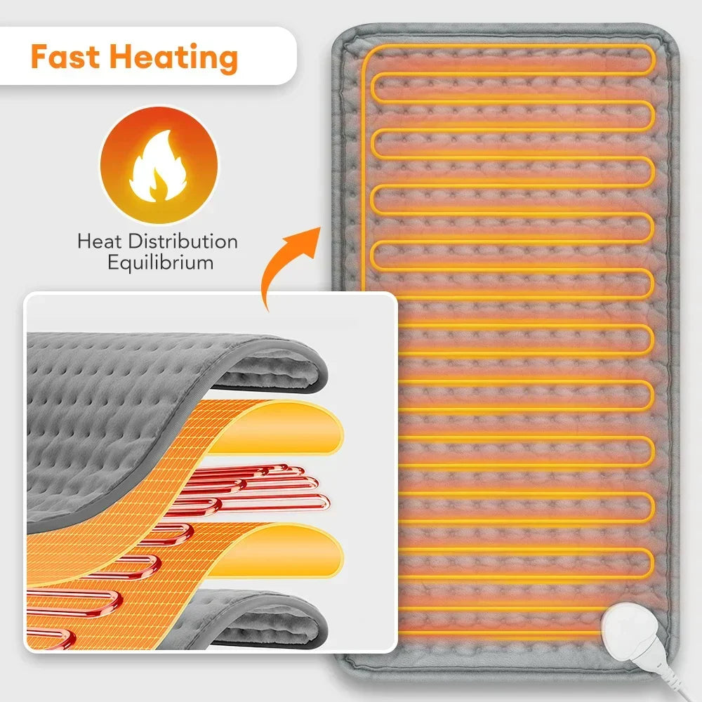 Calorina | Elektrisches Heizkissen 30 × 60 cm mit 9 Stufen, 4 Timern und Abschaltautomatik
