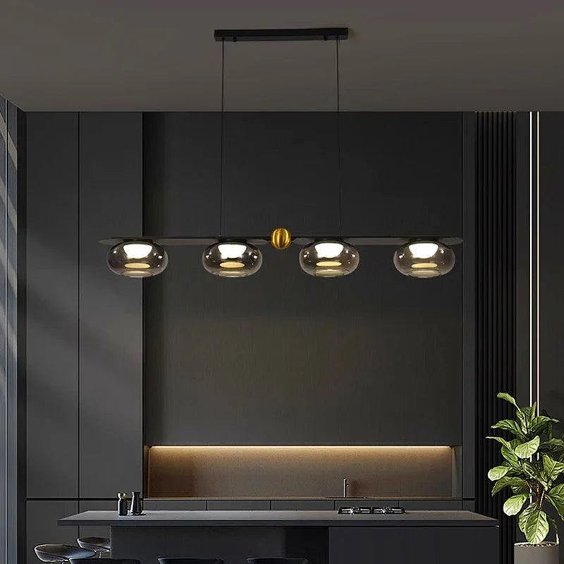 Lampada a sospensione Alexia con 4 cilindri di vetro – Lampada a sospensione LED moderna per sala da pranzo e soggiorno