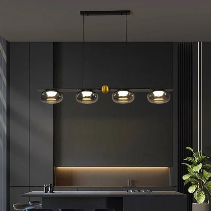 Lampada a sospensione Alexia con 4 cilindri di vetro – Lampada a sospensione LED moderna per sala da pranzo e soggiorno