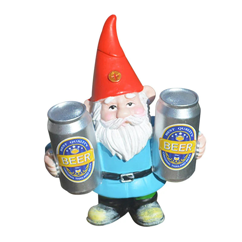 Garden Gnome Figurine | Drunken Gnome with Beer | Funny Decoration | Resin