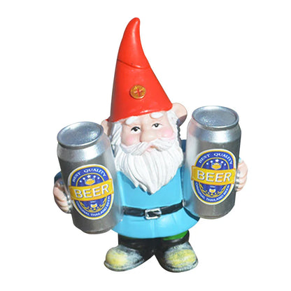 Garden Gnome Figurine | Drunken Gnome with Beer | Funny Decoration | Resin