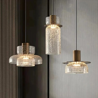 Candelora | Lampada a sospensione moderna in vetro con effetto craquelé