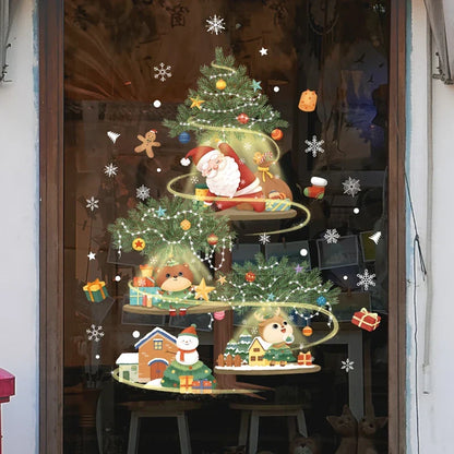 Frostella | Décoration de fenêtre de Noël avec Père Noël, rennes et sapin