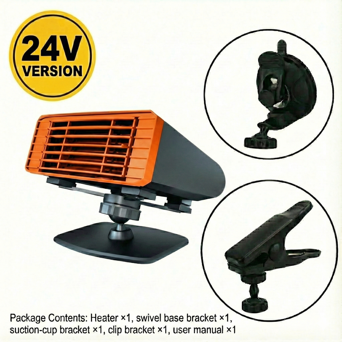 Zelessa | Heizlüfter Auto 12V/24V zum Enteisen, 360° schwenkbar und leise