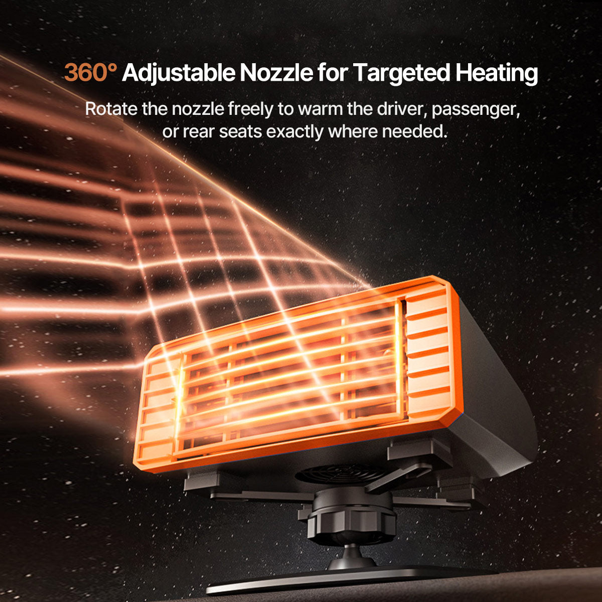 Zelessa | Heizlüfter Auto 12V/24V zum Enteisen, 360° schwenkbar und leise