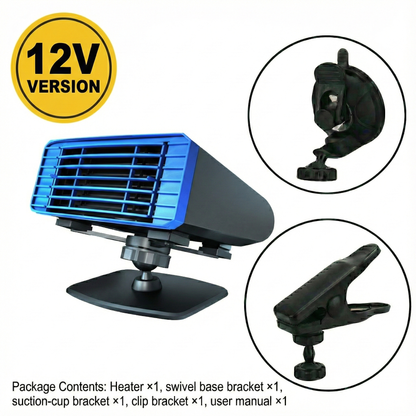 Zelessa | Heizlüfter Auto 12V/24V zum Enteisen, 360° schwenkbar und leise