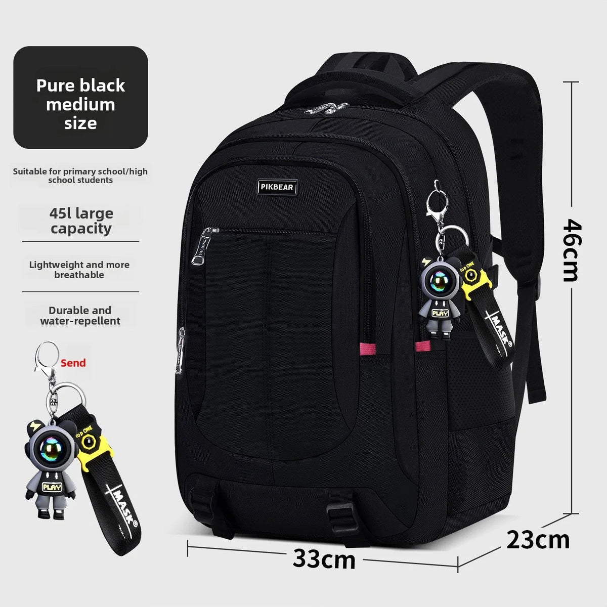 Ranzino | Mochila escolar con compartimento acolchado para portátil y varios bolsillos, M y L