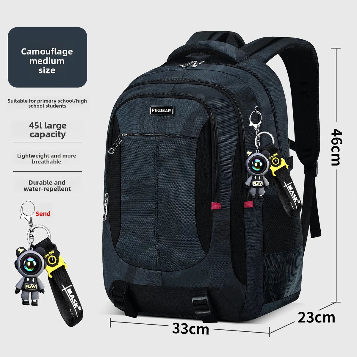 Ranzino | Mochila escolar con compartimento acolchado para portátil y varios bolsillos, M y L