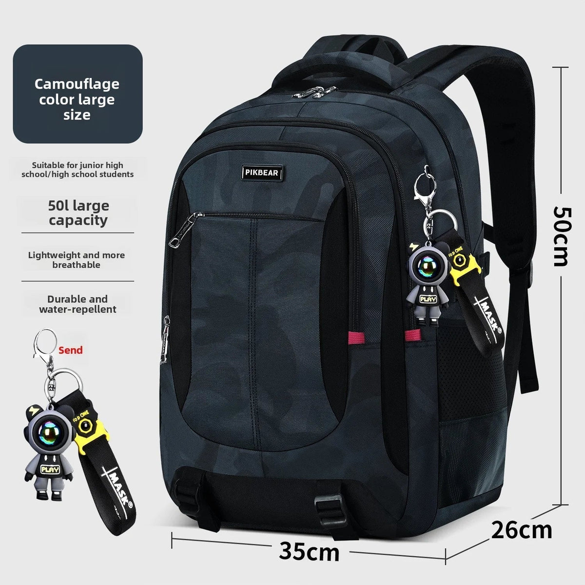 Ranzino | Mochila escolar con compartimento acolchado para portátil y varios bolsillos, M y L