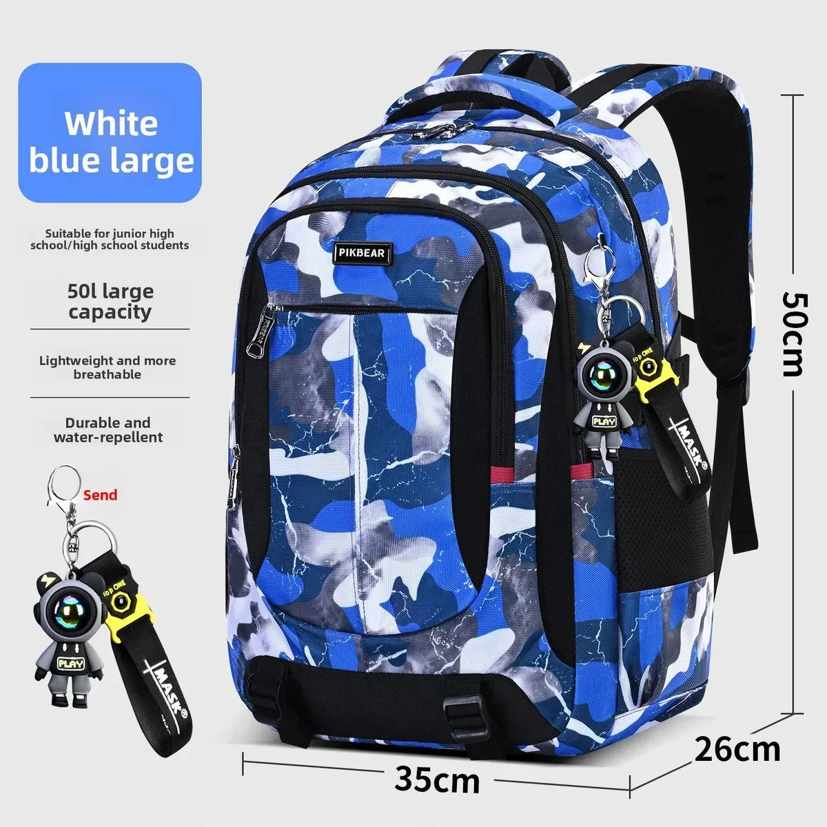 Ranzino | Mochila escolar con compartimento acolchado para portátil y varios bolsillos, M y L