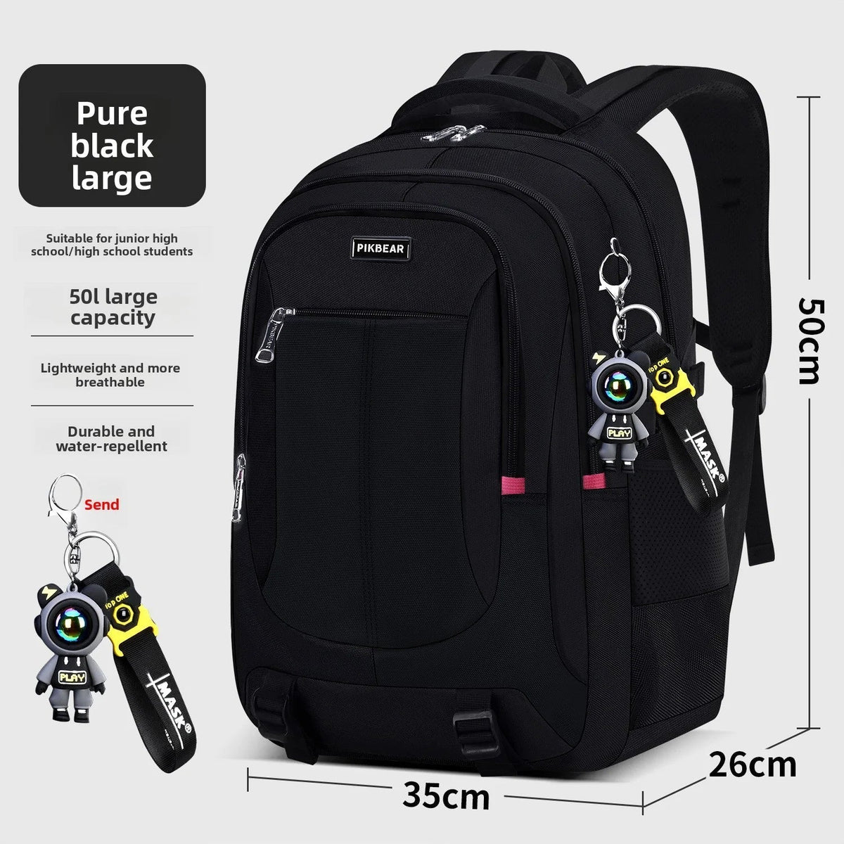 Ranzino | Mochila escolar con compartimento acolchado para portátil y varios bolsillos, M y L