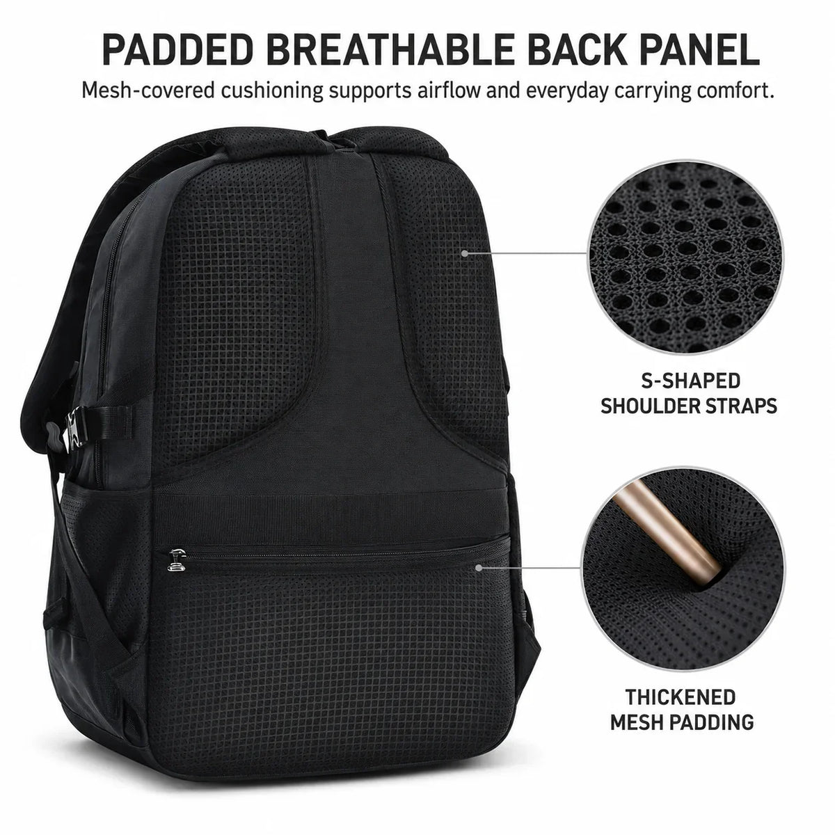 Ranzino | Mochila escolar con compartimento acolchado para portátil y varios bolsillos, M y L