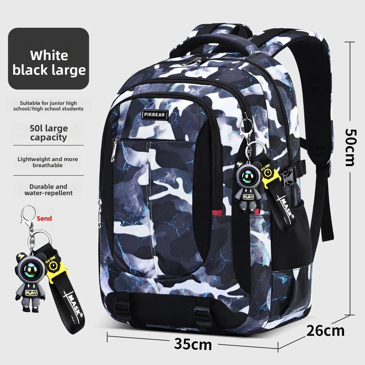 Ranzino | Mochila escolar con compartimento acolchado para portátil y varios bolsillos, M y L