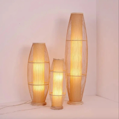 EcoBambu | Lampada Japandi in bambù | Lampada da terra LED sostenibile con design naturale per soggiorno