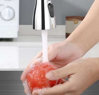 Norvion Arc | Extendable Kitchen Faucet in Black with 360° Rotation & Water-Saving Function