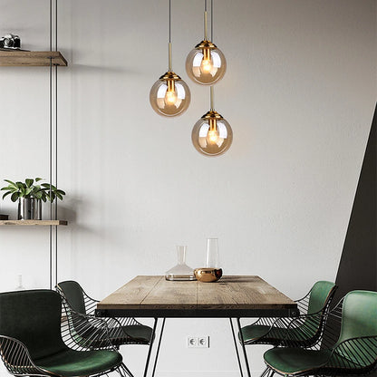 Solvyn Era | Lampada a sospensione LED in vetro con accento metallico per camera da letto e zona pranzo