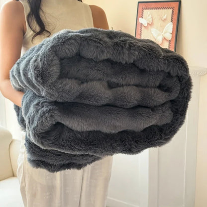 PlushNest | Coperta coccolosa a doppio strato in pelliccia sintetica, extra spessa e morbida