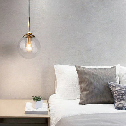 Solvyn Era | Lampada a sospensione LED in vetro con accento metallico per camera da letto e zona pranzo