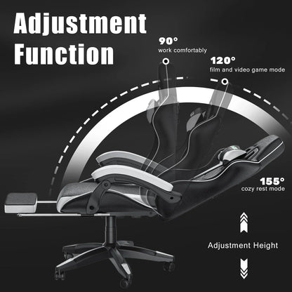 Serava – Ergonomischer Gamingstuhl mit Fußstütze, Lendenkissen & Verstellbarer Höhe