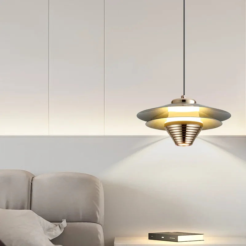 AeroGlow | Lampada a sospensione LED in alluminio | Lampada da soffitto moderna con accenti di colore e luce calda