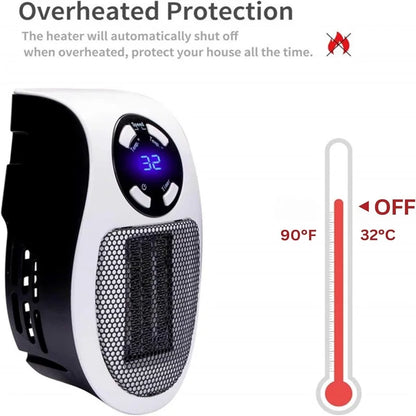 Kalverno | Chauffage soufflant sur prise avec thermostat numérique et minuterie