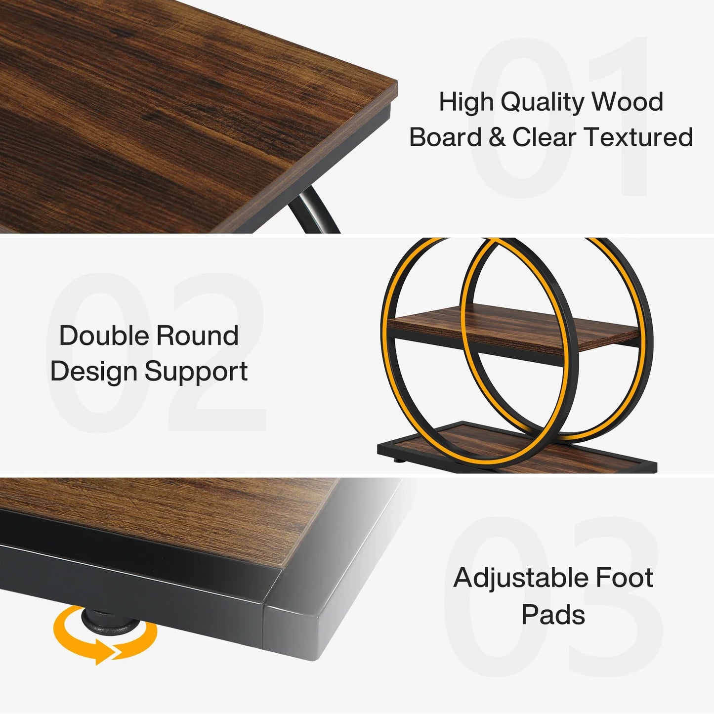Isyvelra – Table d’Appoint Industrielle Étroite en Bois avec 3 Compartiments de Rangement