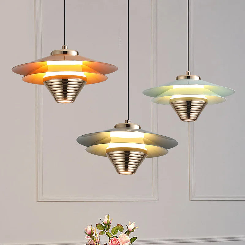 AeroGlow | Lampada a sospensione LED in alluminio | Lampada da soffitto moderna con accenti di colore e luce calda