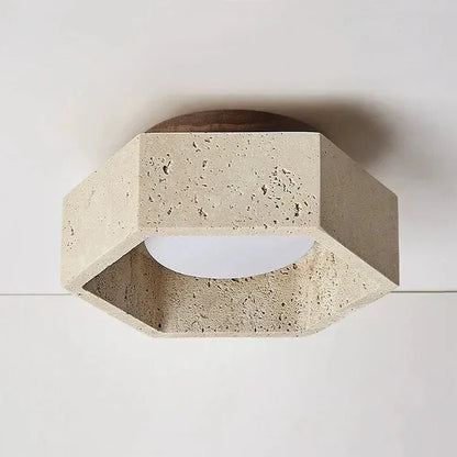 Albora – Lampada da soffitto LED Wabi Sabi in pietra naturale travertino