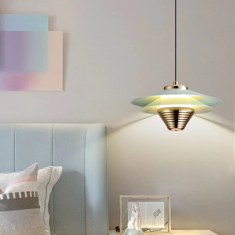 AeroGlow | Lampada a sospensione LED in alluminio | Lampada da soffitto moderna con accenti di colore e luce calda
