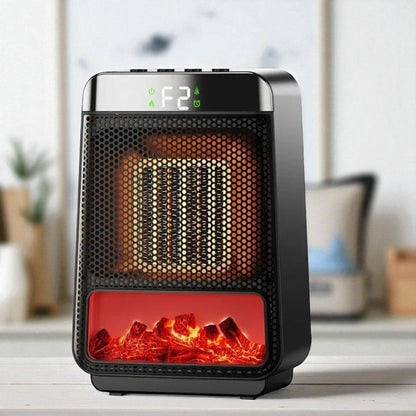 Flamviro | Heizlüfter mit Kaminflammen-Effekt, 1000 W, Timer bis 8 h