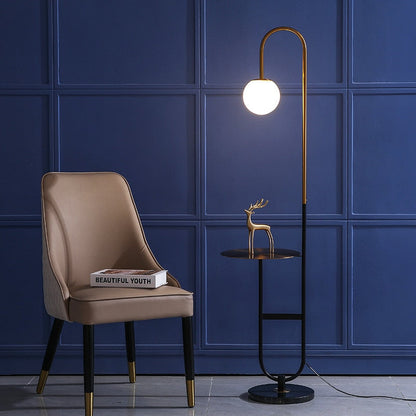 Oranthe Luno | Lampada da terra LED in stile scandinavo con tavolino integrato